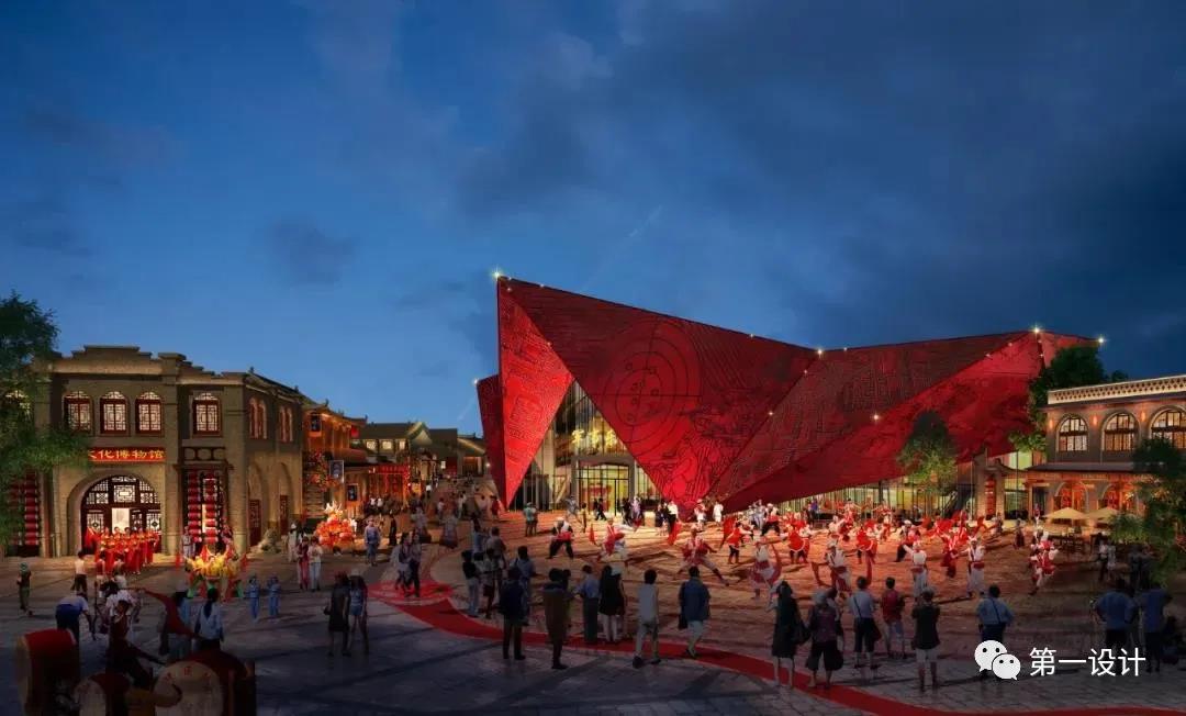 红色文化特色,如何通过灯光表现出建筑的历史感,革命感是此次设计的